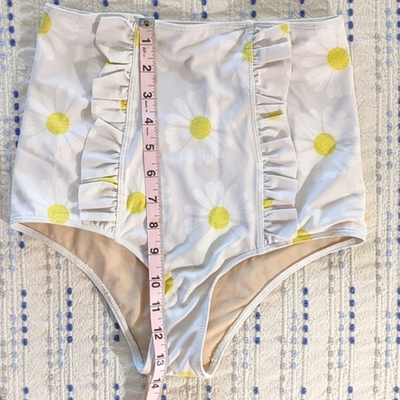 Kortni Jeane Swimsuit Bottoms High-Waist XS Daisy Yellow White Full Coverage - Picture 5 of 10